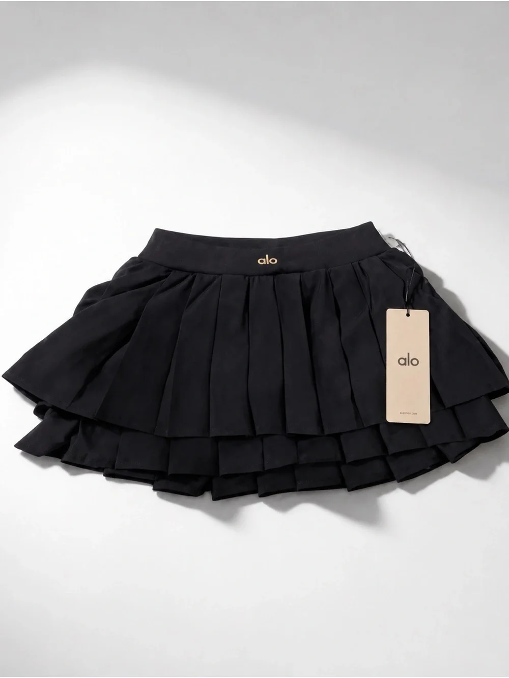 Alo Yoga Double Or Nothing Tennis Skirt Black Women’s Pleated Skort